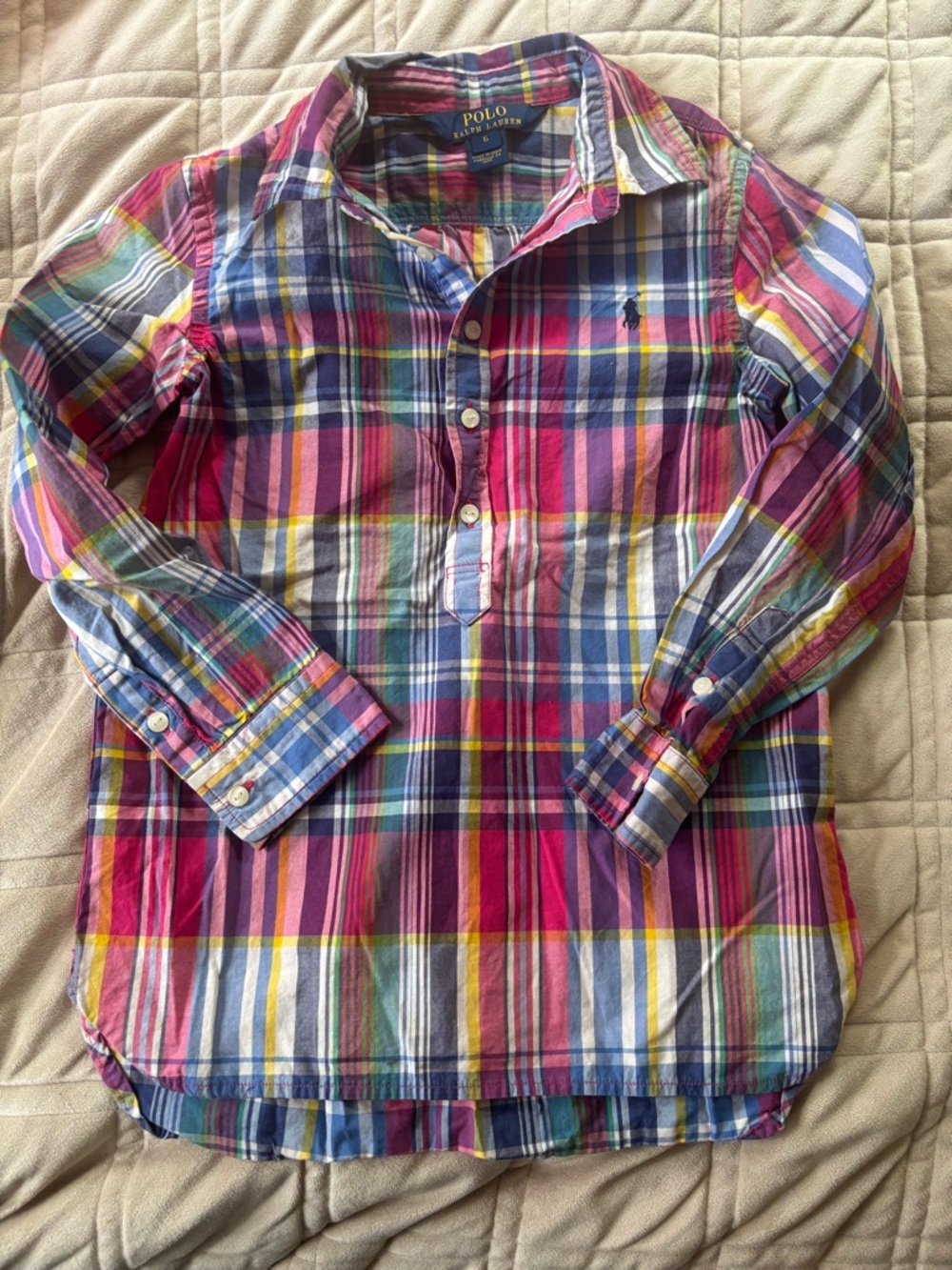 Polo by Ralph Lauren Pink Blue Yellow Plaid Button-Front Shirt